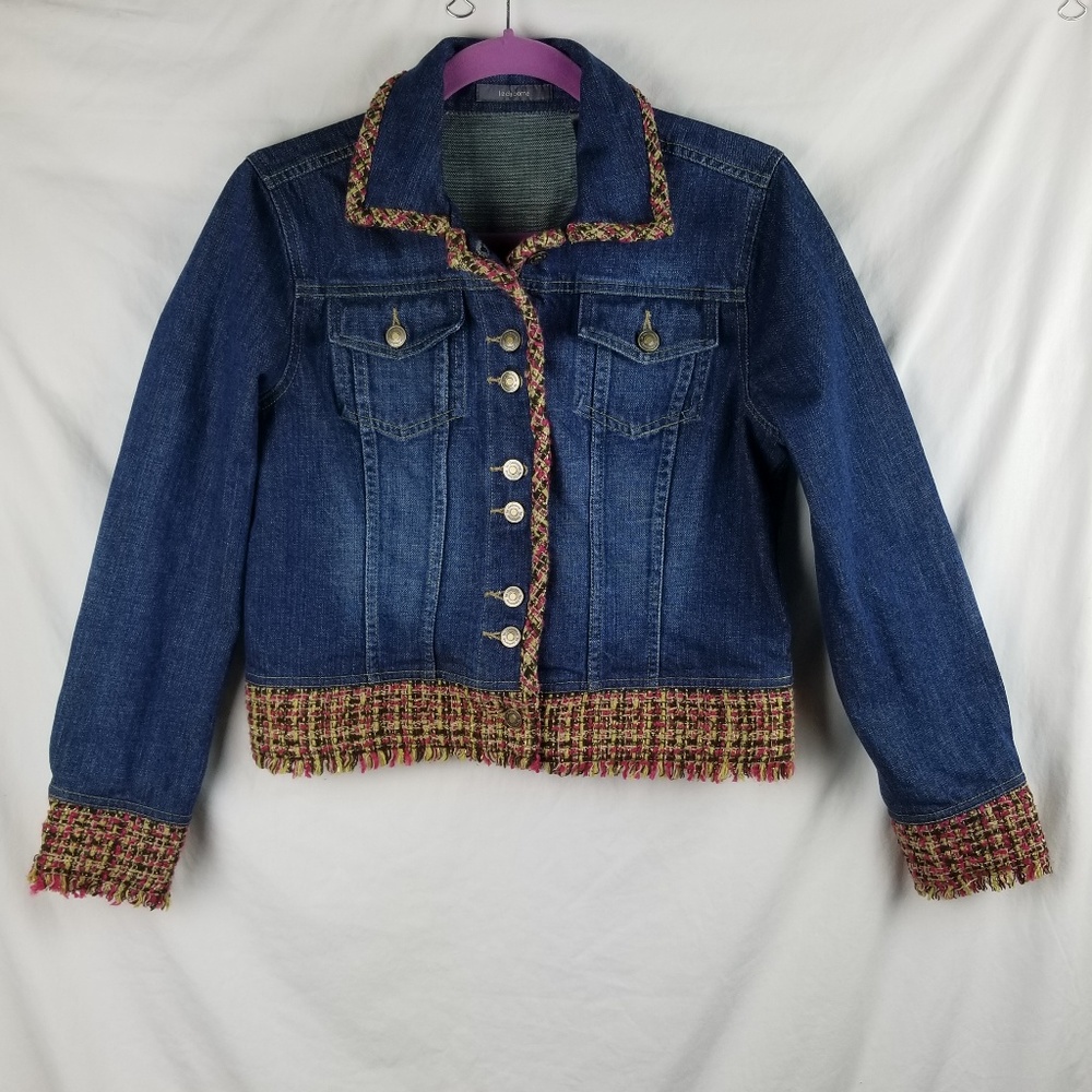 Liz Claiborne Med Denim Fringe Blue Jean Jacket